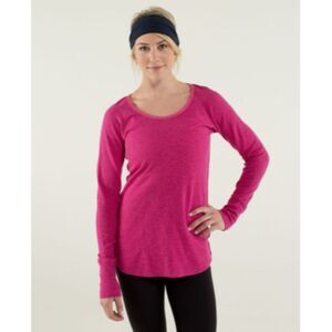 Lululemon Open Your‎ Heart Striped Long Sleeve Reversible Knit Top Size S Pink